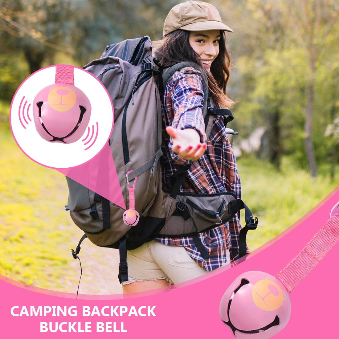 1 Pezzi Campanello Rosa Camping Campanella Anti Orso Campanelli per Orsi Rumorosi Escursionismo Promemoria Campana Campanelli Orso Forte per Gli Escursionisti per Escursionismo Campeggio Attività