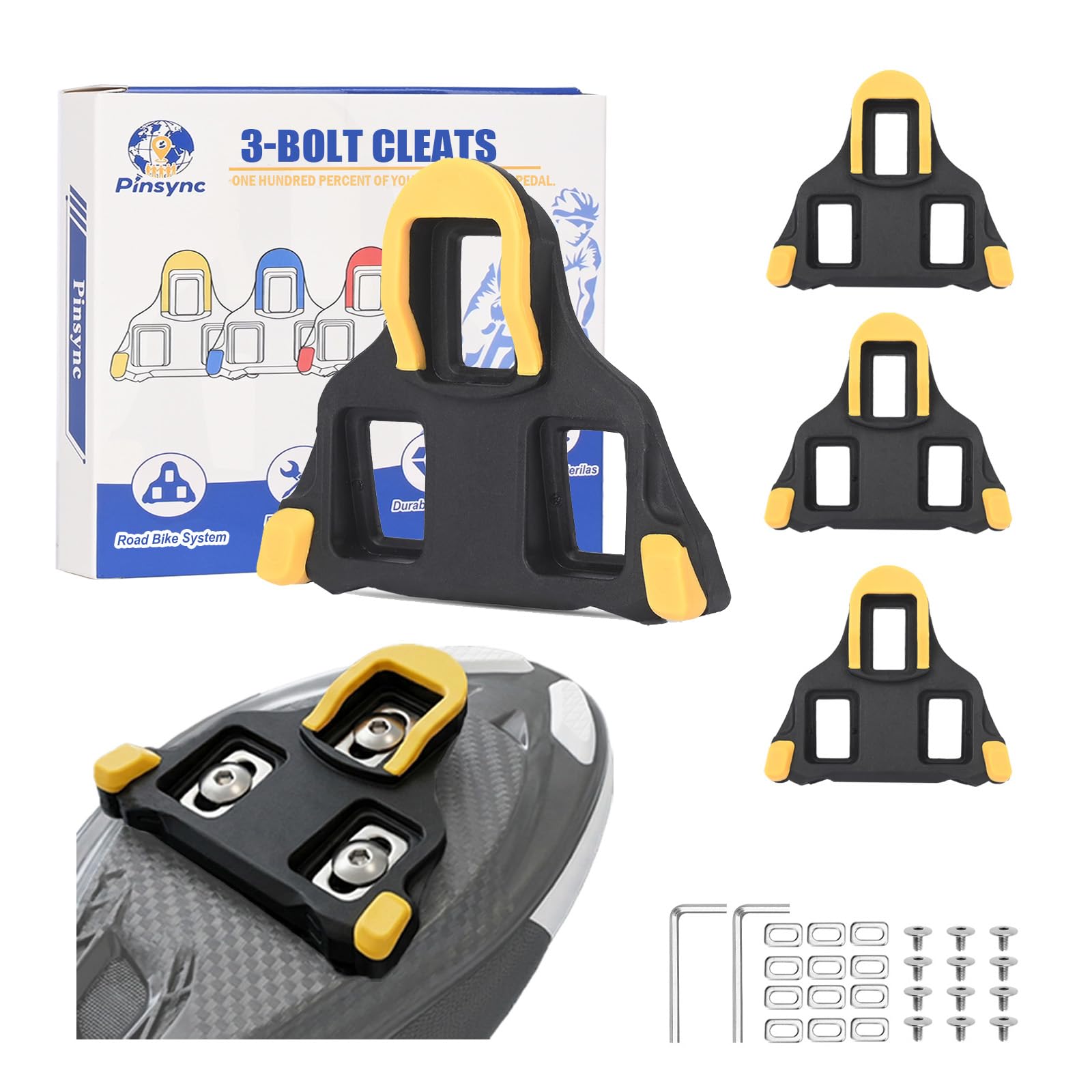 Road Bike Cleats Compatible with SPD-SL Pedals, 4 Pack