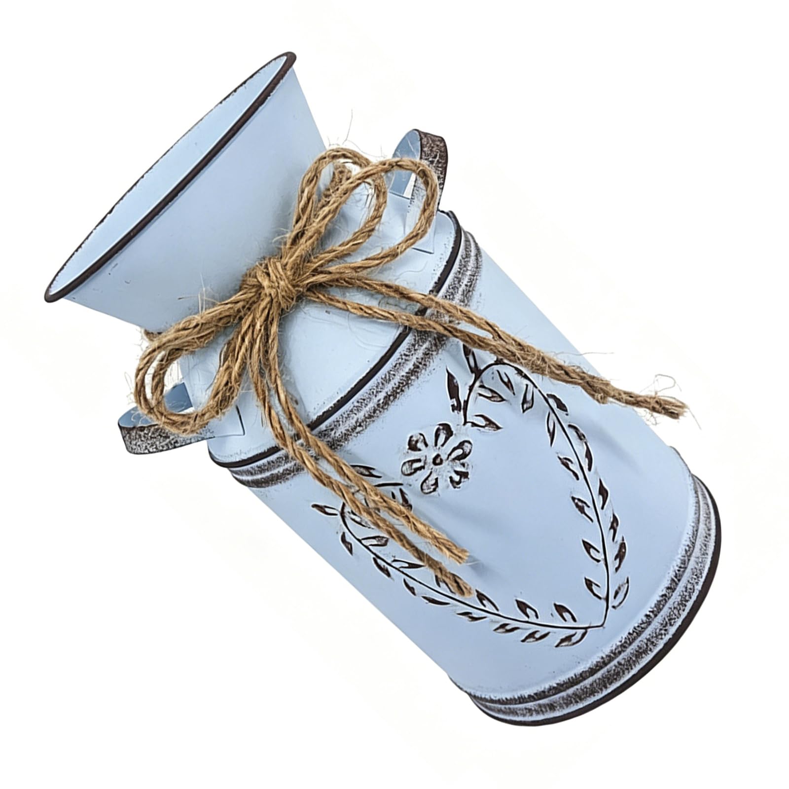 Antique Milk Can Flower Vases Farmhouse Decors Shabby Iron Planter Bucket with Handle for Home Offices Decors Iron Flower Planter