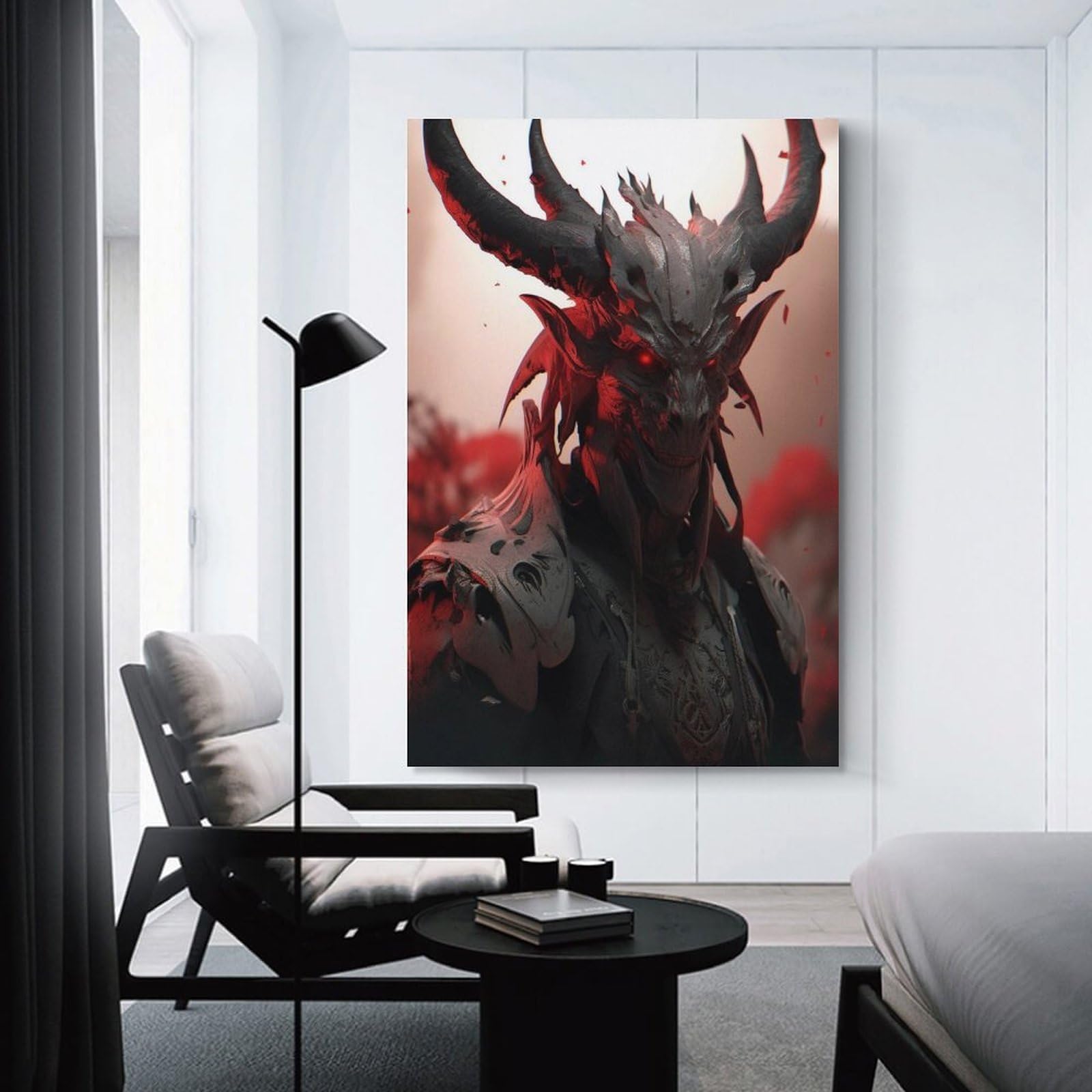 Junmoney Unframe-Dark Demon Armor Statue Dark Demon Armor Statue Home Decor Wall Art 20X30inch(50X75cm), For Hallway, Bedroom Or Modern Interiors, Canvas Artwork With Gifting Potential
