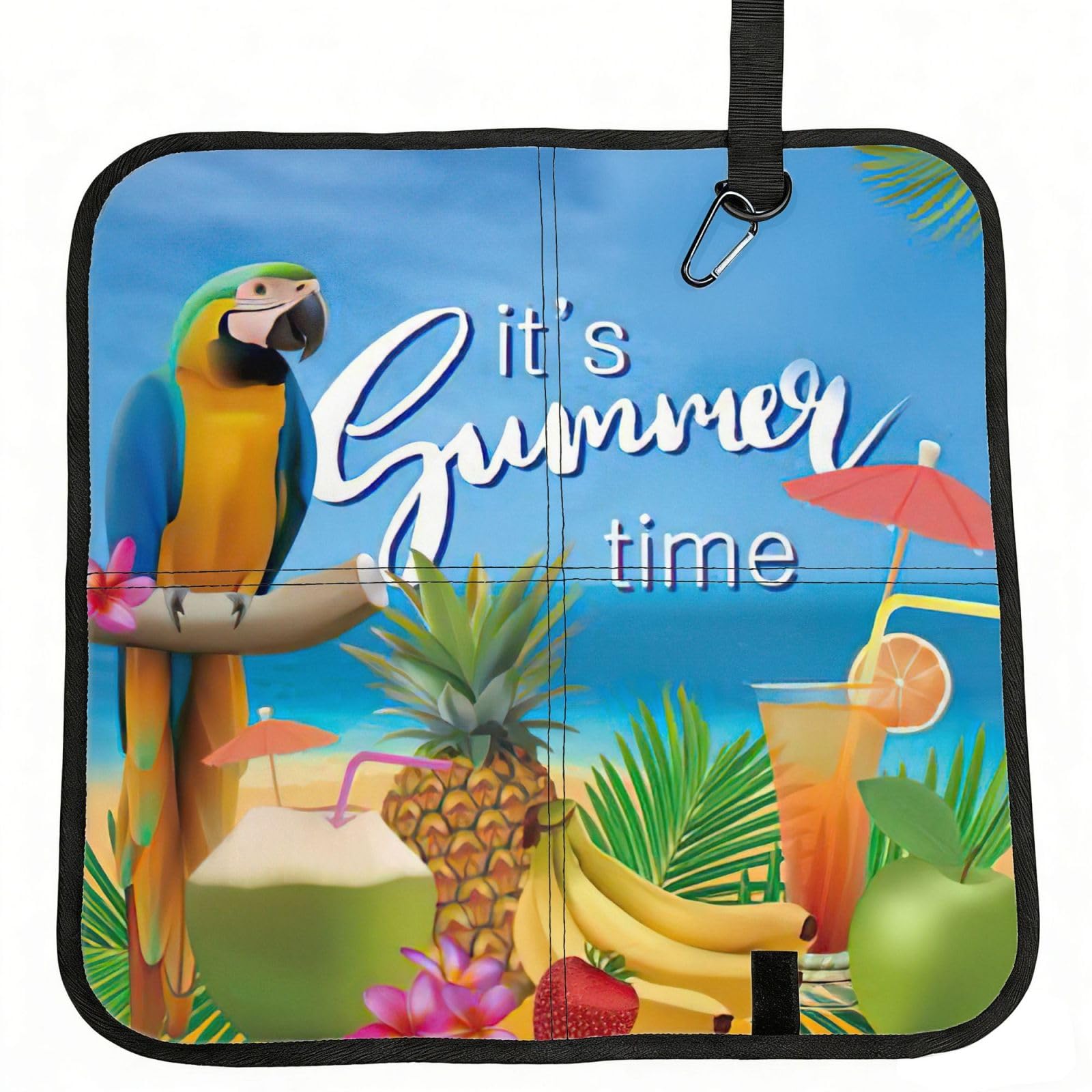 bghdfa Summer Parrot Pineapple Bird Print Outdoor Sitting Mat Waterproof Oxford Cloth Seat Cushion Folding Foam Camping Seat For Picnic