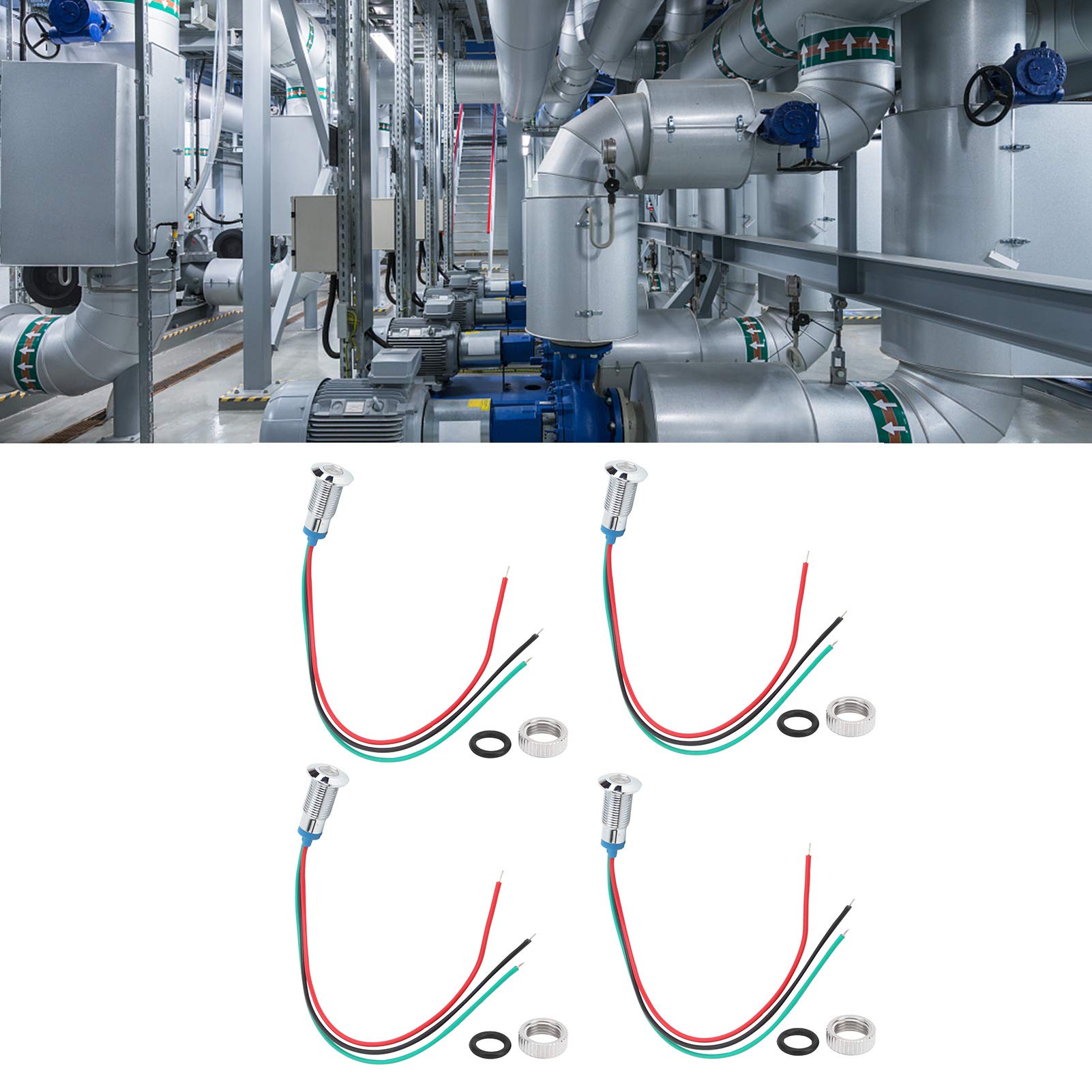 4 Luci LED Indicatrici Bicolore 8mm - Impermeabili, Catodo Comune, 12-24V, Rosso E Verde