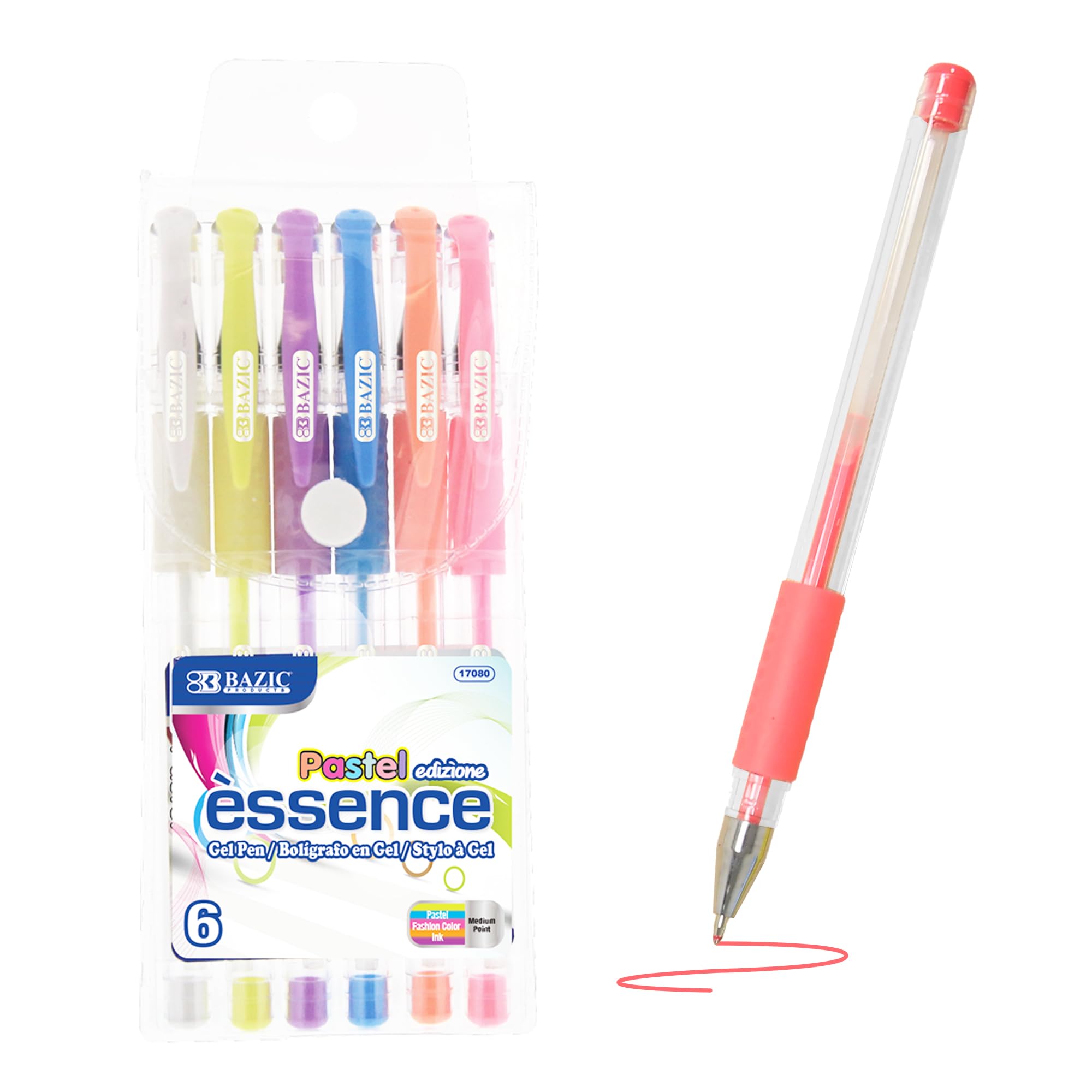 BAZIC Products Essence Gel Pen 0 8mm Pastel Color Comfort Grip Acid Free Smooth Writing for Drawing Coloring