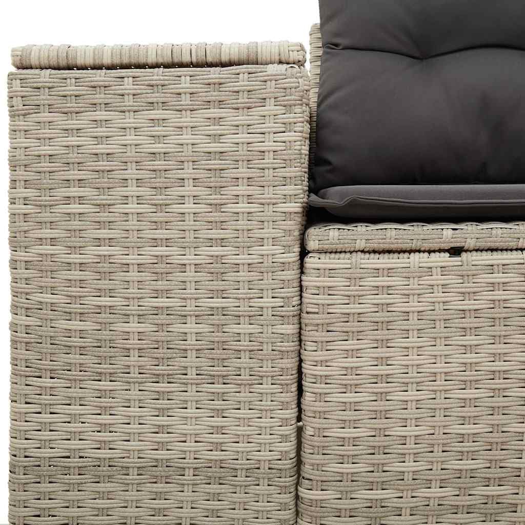 Divano da Giardino 2 Posti in Rattan PE Grigio Chiaro con Vano