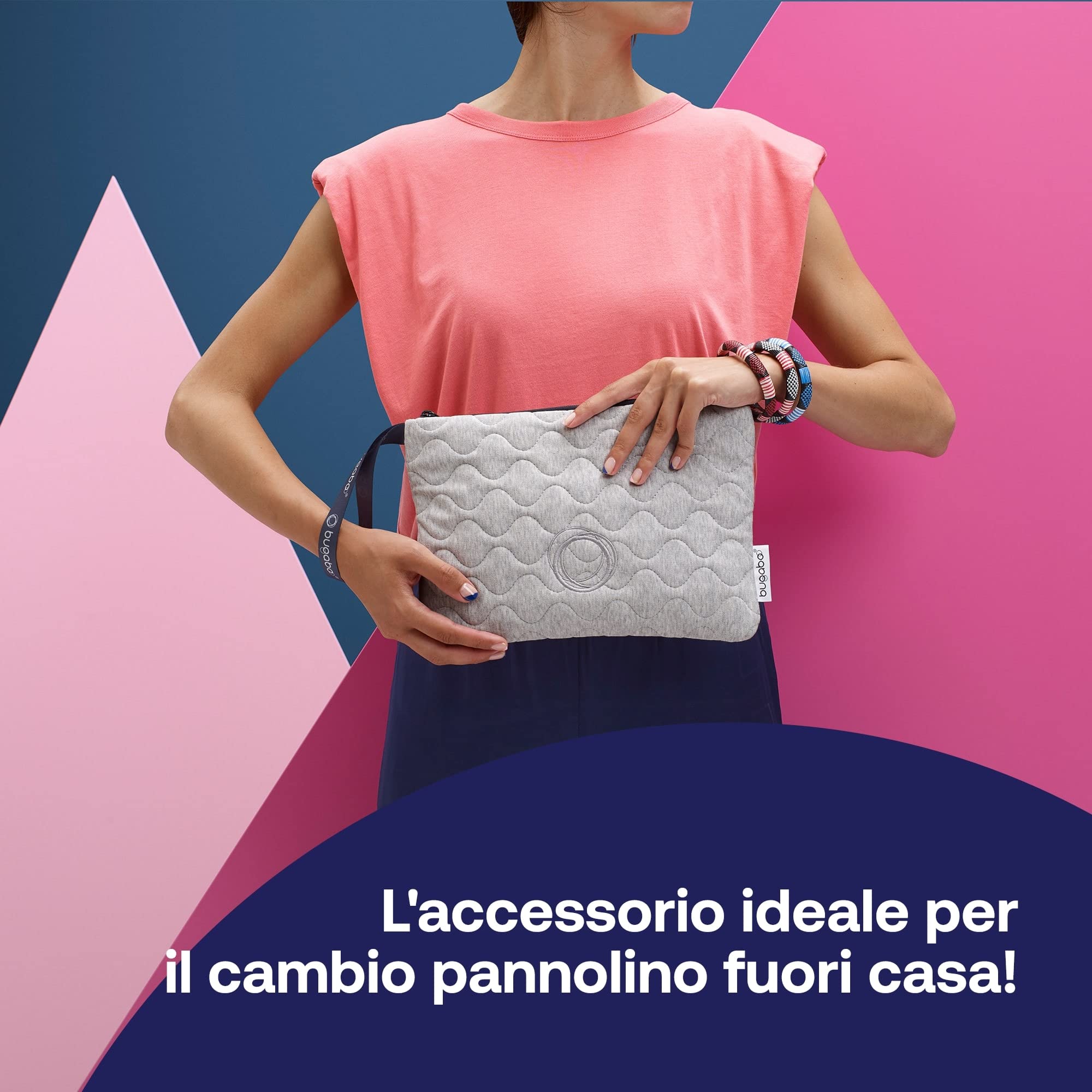 Bugaboo Pochette per il Cambio Materassino Rimovibile, Fasciatoio Portatile da Viaggio Resistente all’Acqua e Facile da Pulire per il Cambio Pannolino Fuori Casa, in Light Grey Mèlange