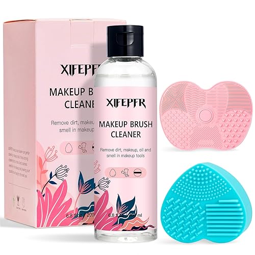XIFEPFR Juego de limpiador de brochas de maquillaje, 6.8 onzas líquidas, limpiador de brochas de maquillaje, limpiador de maquillaje para cepillos,