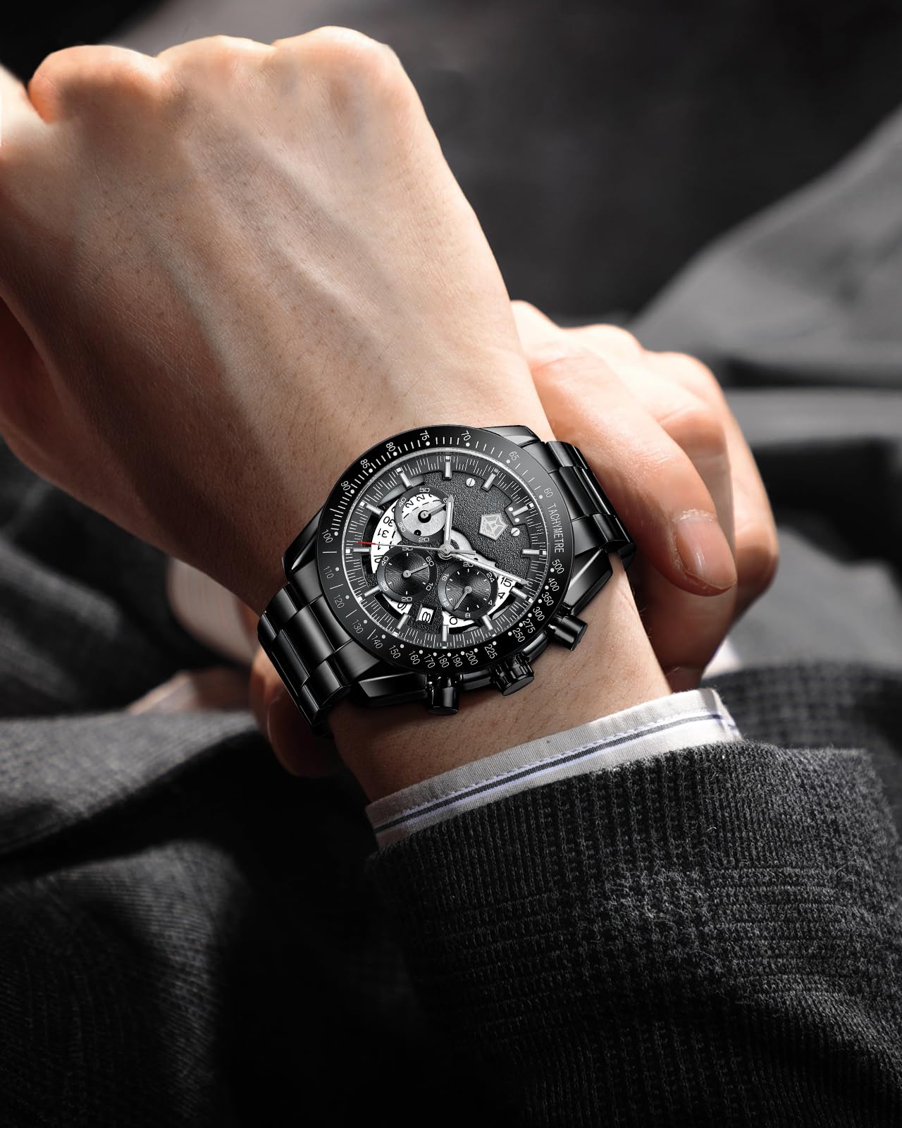 MEGALITH Acciaio Orologio Uomo Analogico Cronografo Orologio Quarzo Calendario Classico Orologi da Polso Uomo Elegante Grande Impermeabile Regalo