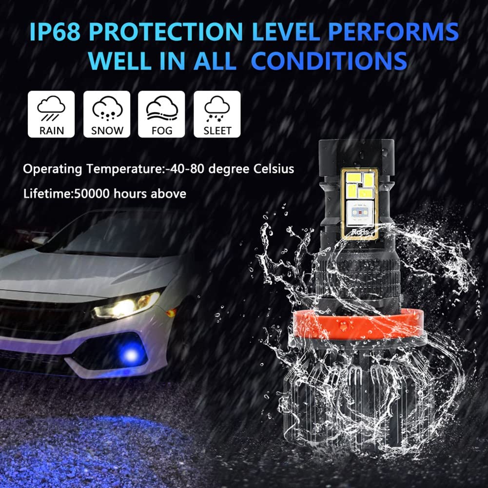 LED RGB para coche, aplicación compatible con Bluetooth, control multicolor, bombillas LED antiniebla, H8 H9 H11