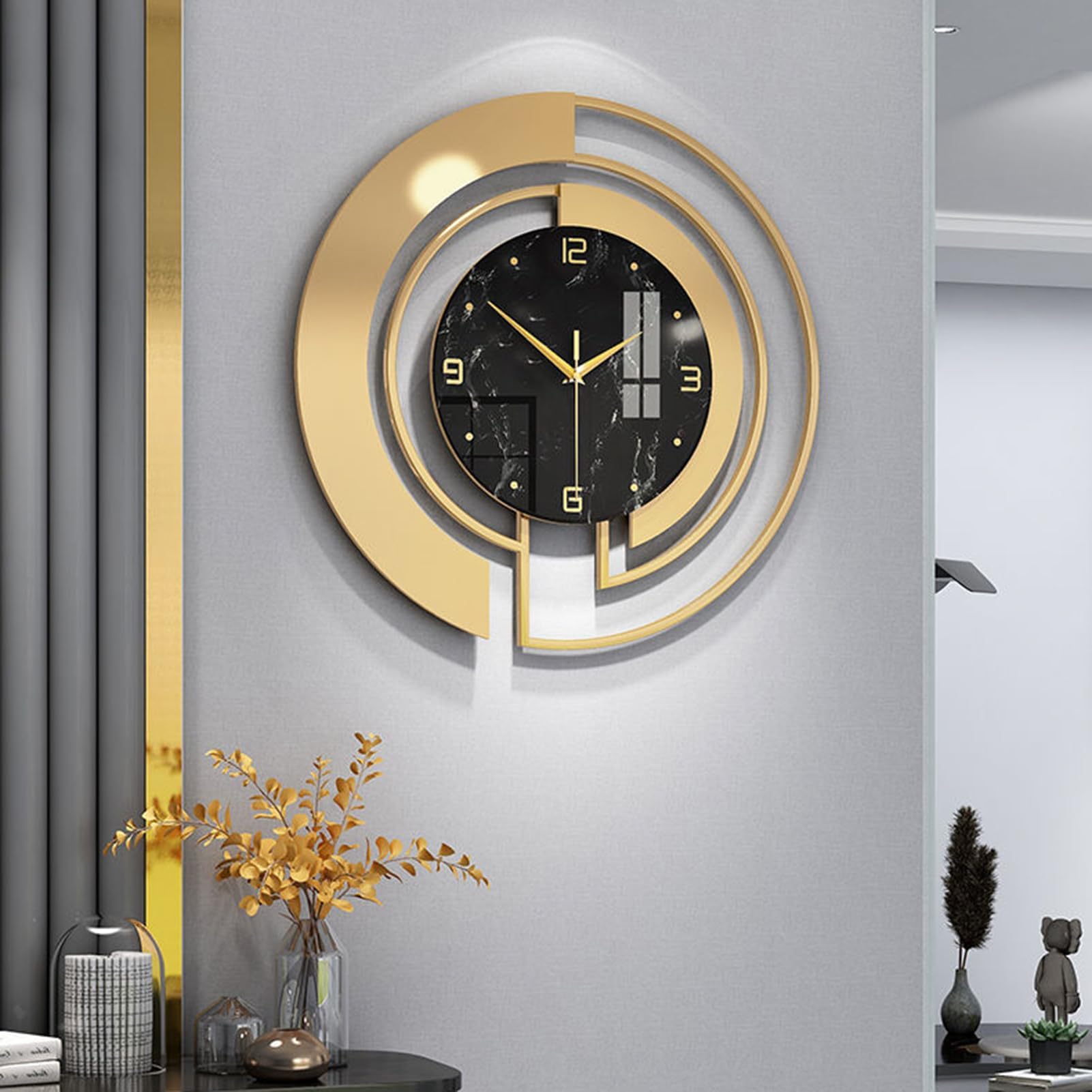 SaryEdge Wall Clockmodern Design Wall Clock, 45Cm Large Round Wall Clock, Wall Decoration Clock, Silent Quartz Walls for Living Room Bedroom Kitchen-C,A,A,A