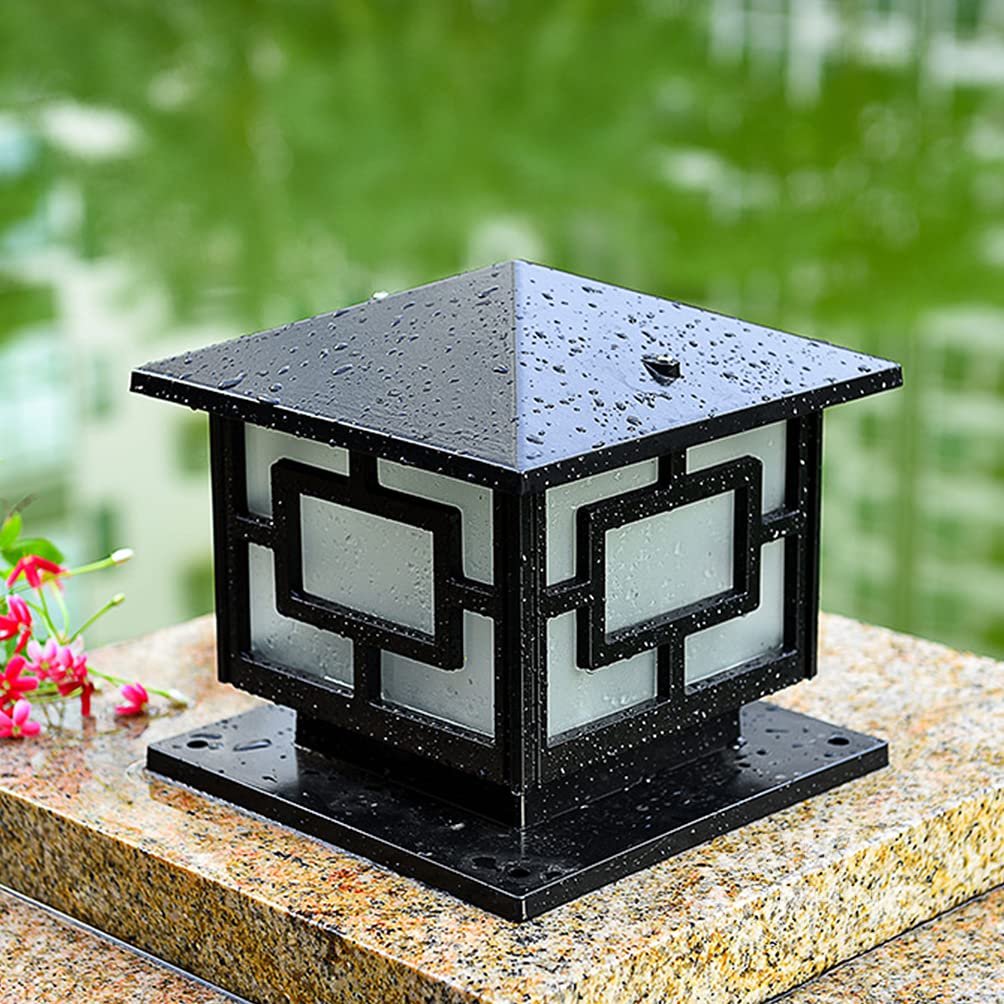 ACMHNC Farolas Jardín Exterior Antigua, Lámpara Exterior Vintage en Aspecto Antiguo, E27 Faros de Columna Aluminio, Lámpara de Jardín IP54, Pasillos Terrazas Patio Entrada Luces de Camino,Negro,25CM