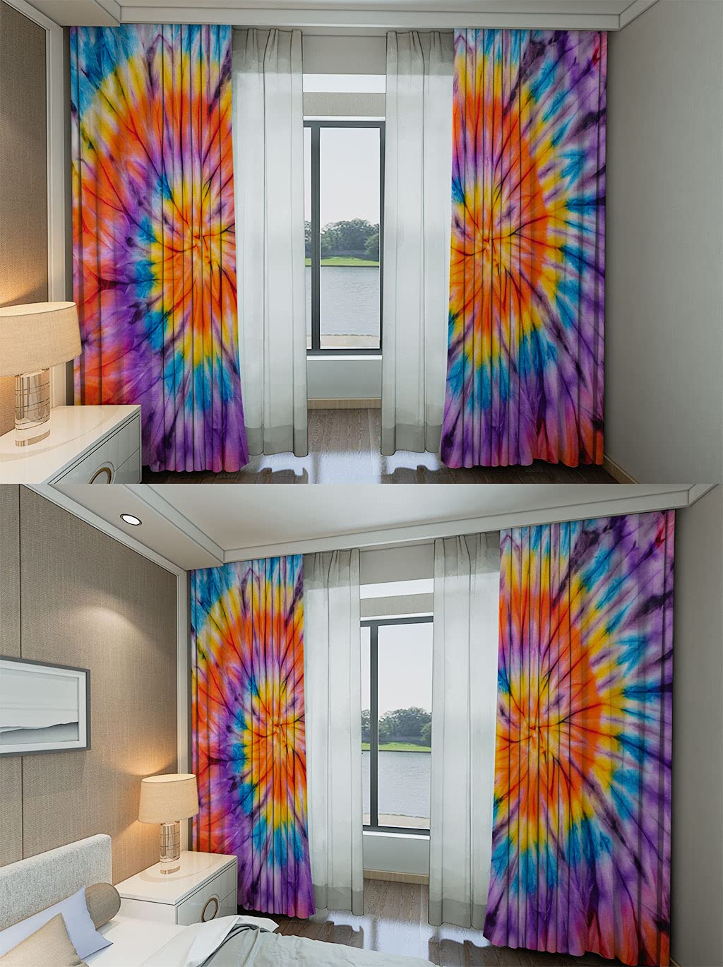 Amazon.com: Feelyou Tie Dye Curtains 42W x 84L Inches Boho