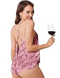 Womens Satin Pajama Sets Silky Backless Pjs Camisole Top and Shorts Soft Nightwear Set