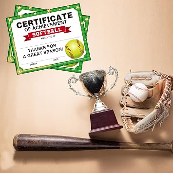 30 Softball Achievement Award Certificates Kids Softball Certificates Paper Game Achievement Certificates Kids Preschool Kindergarten Schools (Softball Certificate)