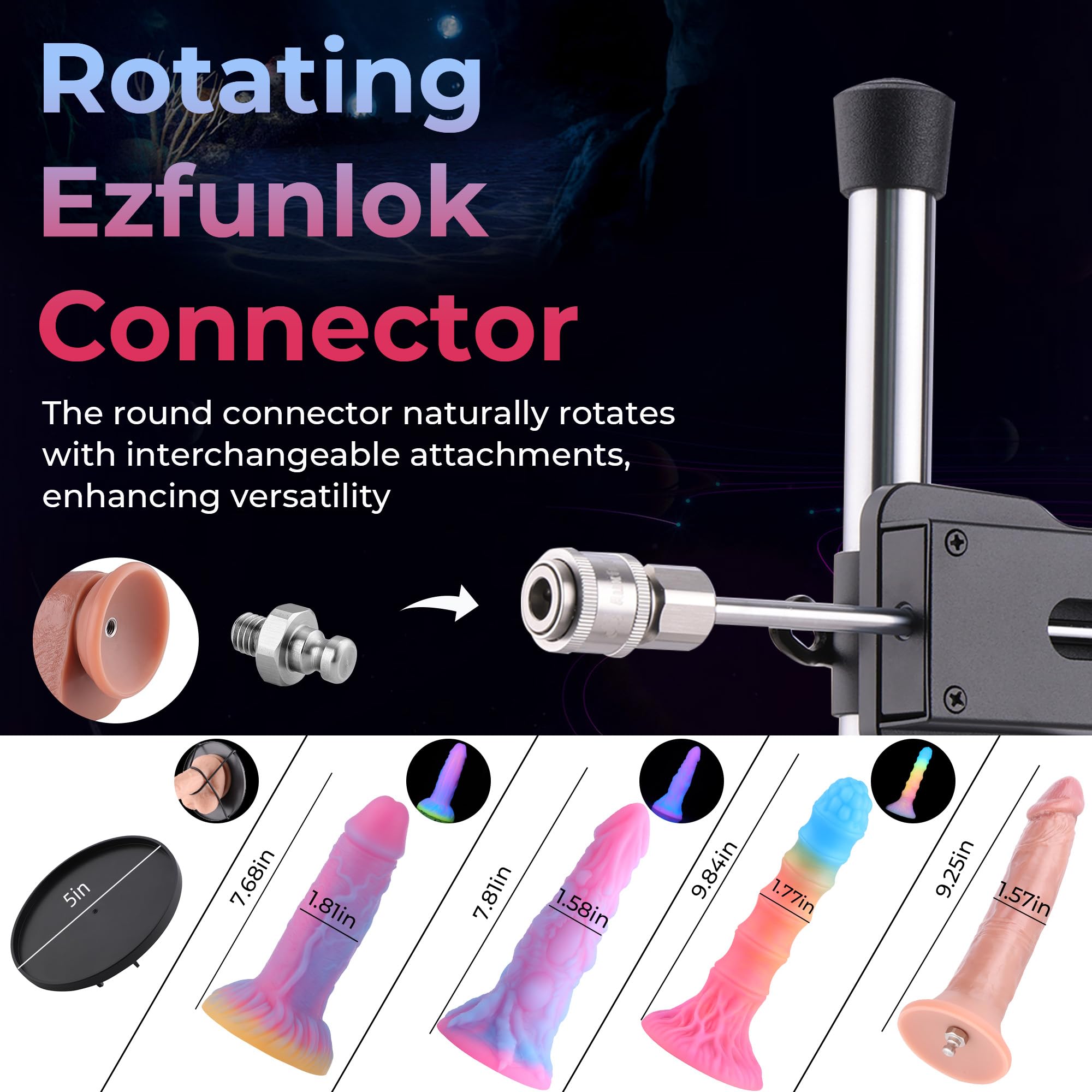 Sinloli APP Sex Machine, Upgraded APP Remote Controlled Automatic Love Machine with Glow-in-The-Dark Silicone Dildo Attachments, Adjustable Thrust Depth and Angle Adult Sex Toy