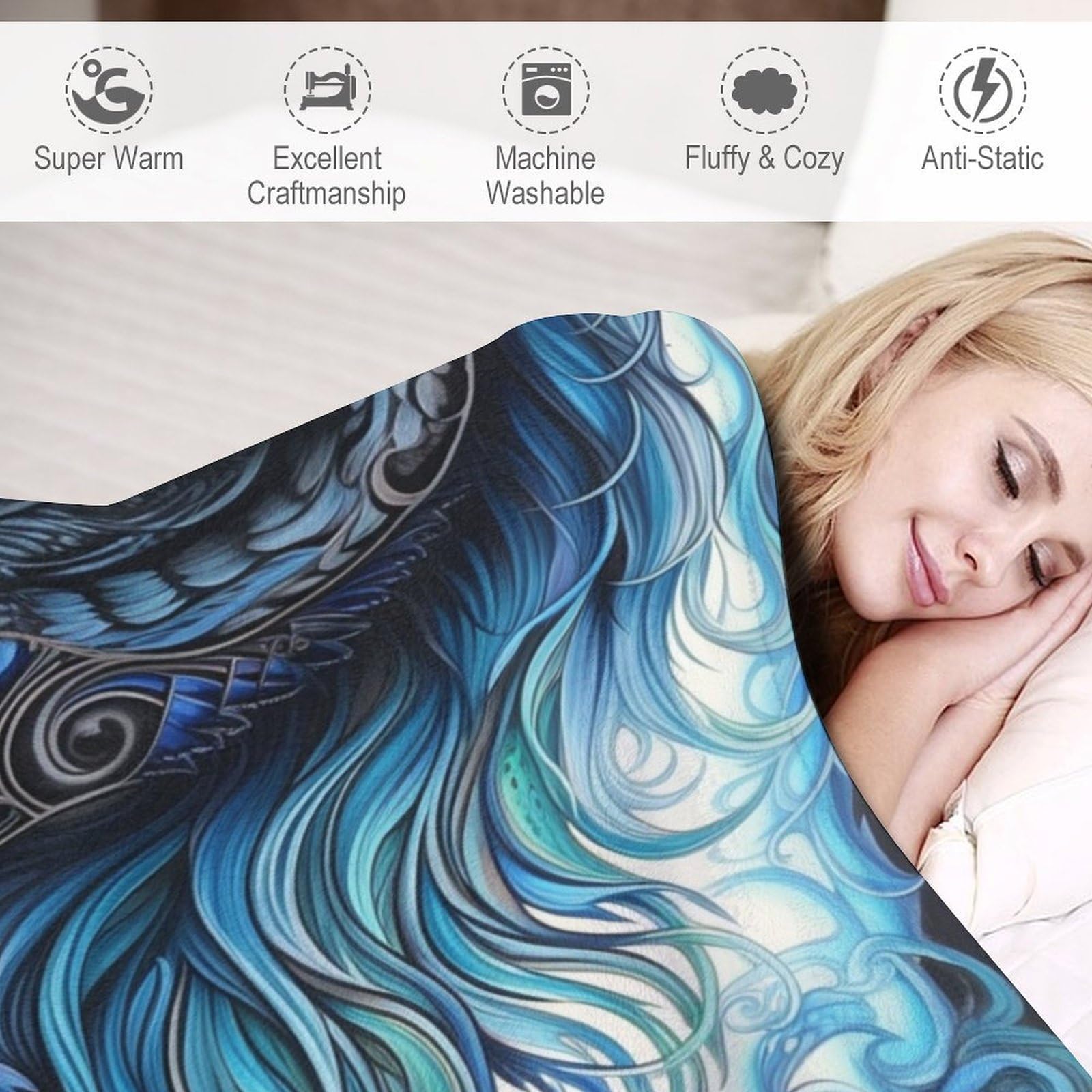 Pferd Dick Decke Weich Wärme Gemütlich Flannel-Fleece Sofadecke Deckeldecke 3D Bilder Wohndecke Für Bett/Sofa（180×200cm）