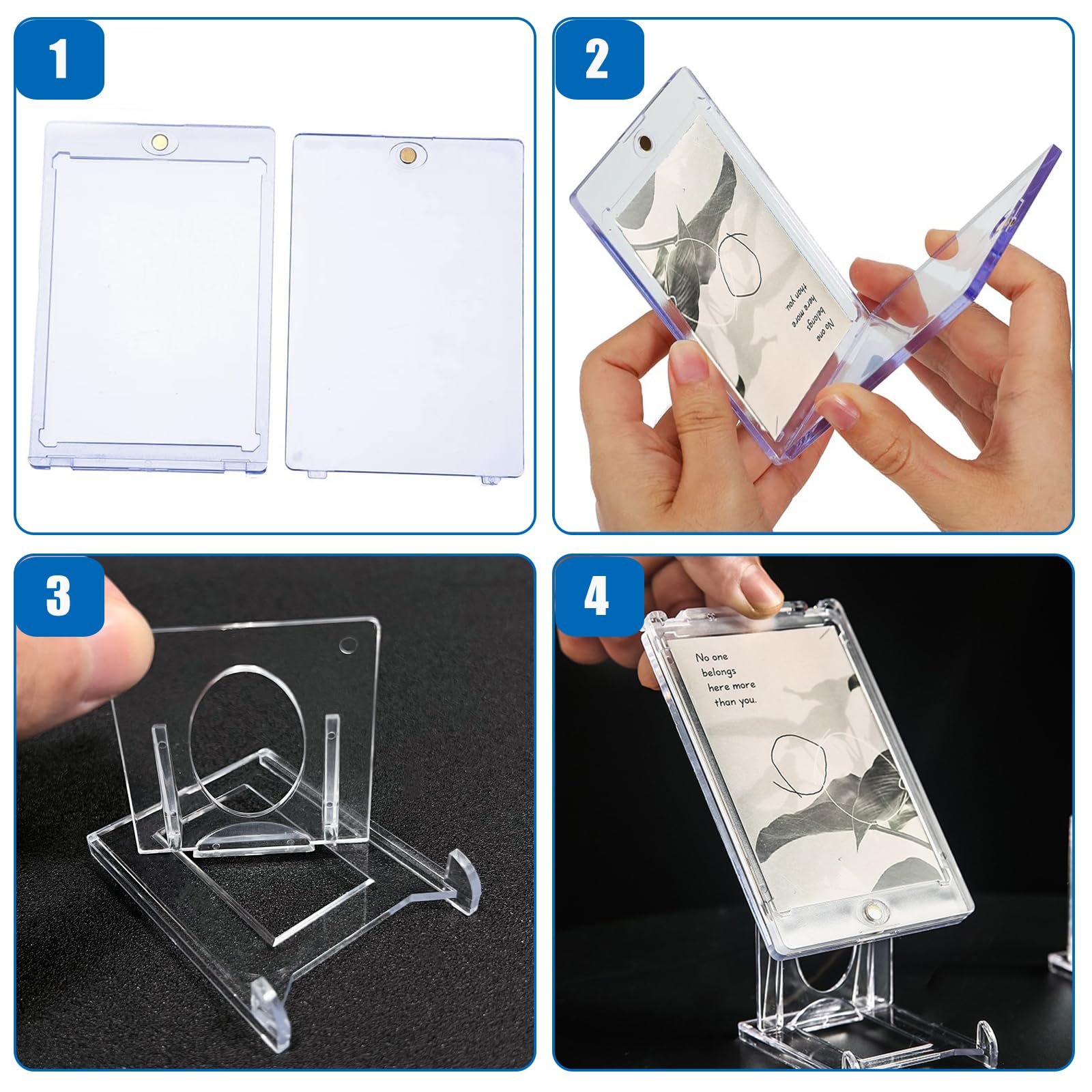 35PT Custodia Magnetica Per Carte Collezionabili – 5 Cornici Acriliche Trasparenti Con Protezione UV E Supporti, Per Magic, Sport, Baseball (8,6x6cm) - 3
