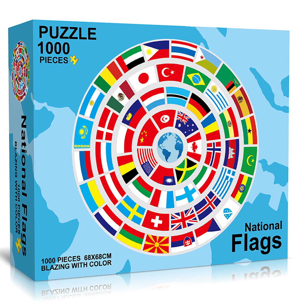 1000 Piece Age 12+ Kids Family National Flags Large Round