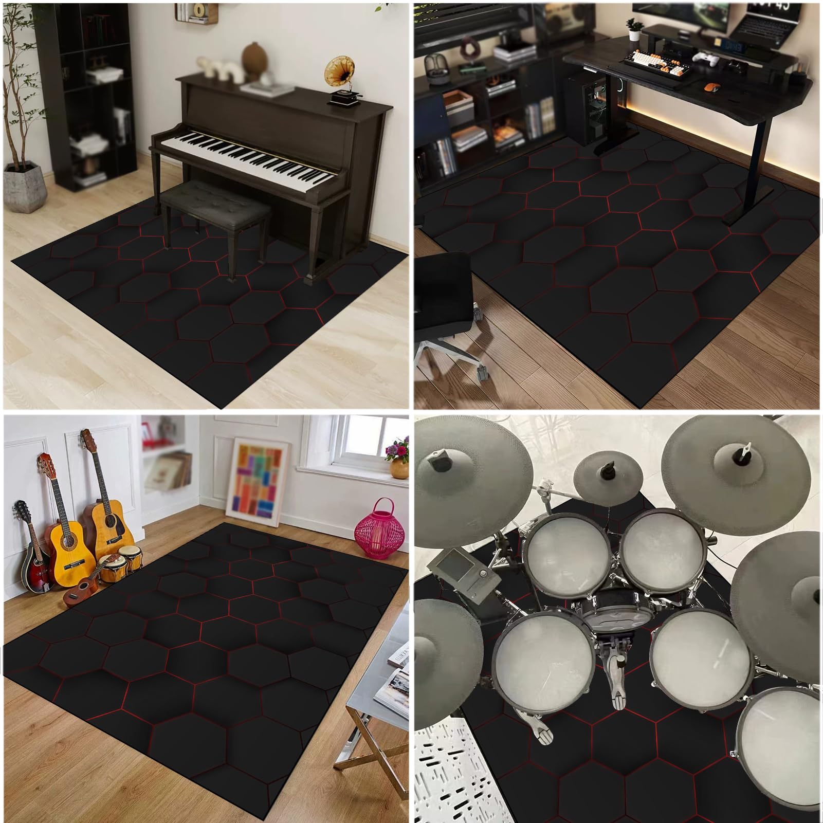 Dywaniki z baterią akustyczną Dywan bębnowy do zestawów perkusyjnych elektronicznych bębnów i innych instrumentów muzycznych antypoślizgowe maty bębnowe mata bębnowa mata na baterie 120 x 90