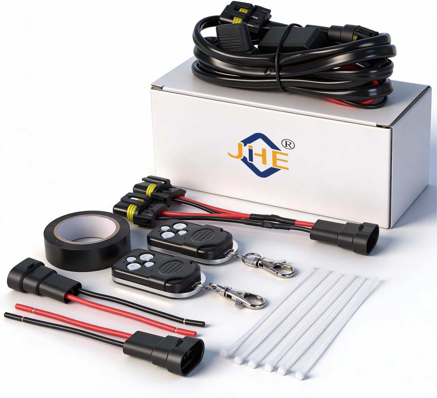 JHE 150W LED Light Bar Wiring Harness Kits,Wireless Remote Control Wiring Harness Kit for LED Light Bar/Fog Light/Pod Light/Work Light,16AWG,2KEYS