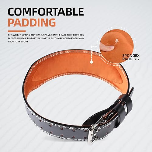 Miniatura 6 de Cinturón de cuero para levantamiento de pesas, soporte lumbar acolchado de 4 y 6 pulgadas, 10 agujeros ajustables, cinturón de peso para gimnasio,