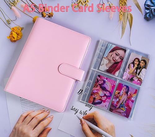 Miniatura 2 de Carpeta de tarjetas A5 con 30 páginas para tarjetas de 4 bolsillos, álbum de 6 anillos con 240 ranuras para tarjetas, cubierta de piel sintética con