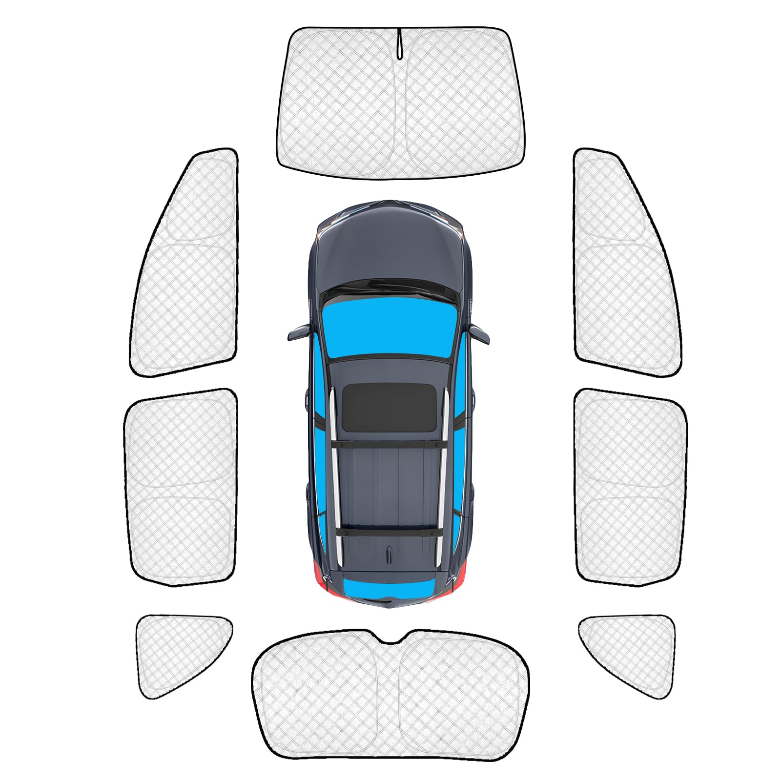 KMF 8pcs Thicken Sun Shades for Honda CR-V 2017-2022 Accessories, CRV Sunshade Full Car Window Covers for Windshield Side Rear, UV Block and Blackout Privacy for Camping Outdoor
