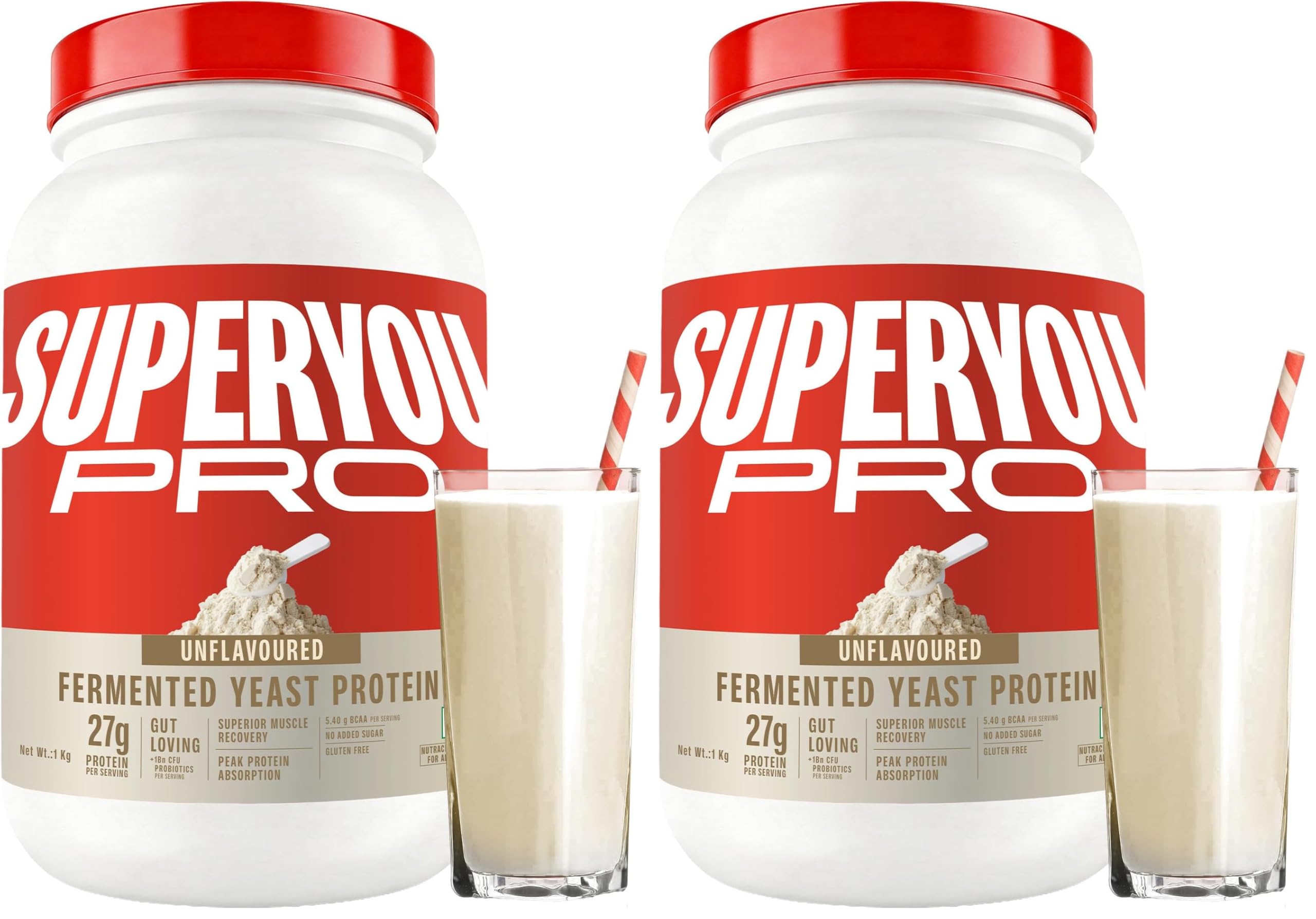 Superyou Pro Fermented Yeast Protein Isolate 1kg | 27g Protein| Unflavoured | Higher Absorption than Plant Protein | Superior Muscle Recovery | Gut Friendly | Vegan Protein | PDCAAS of 1 (Pack of 2)-image-25