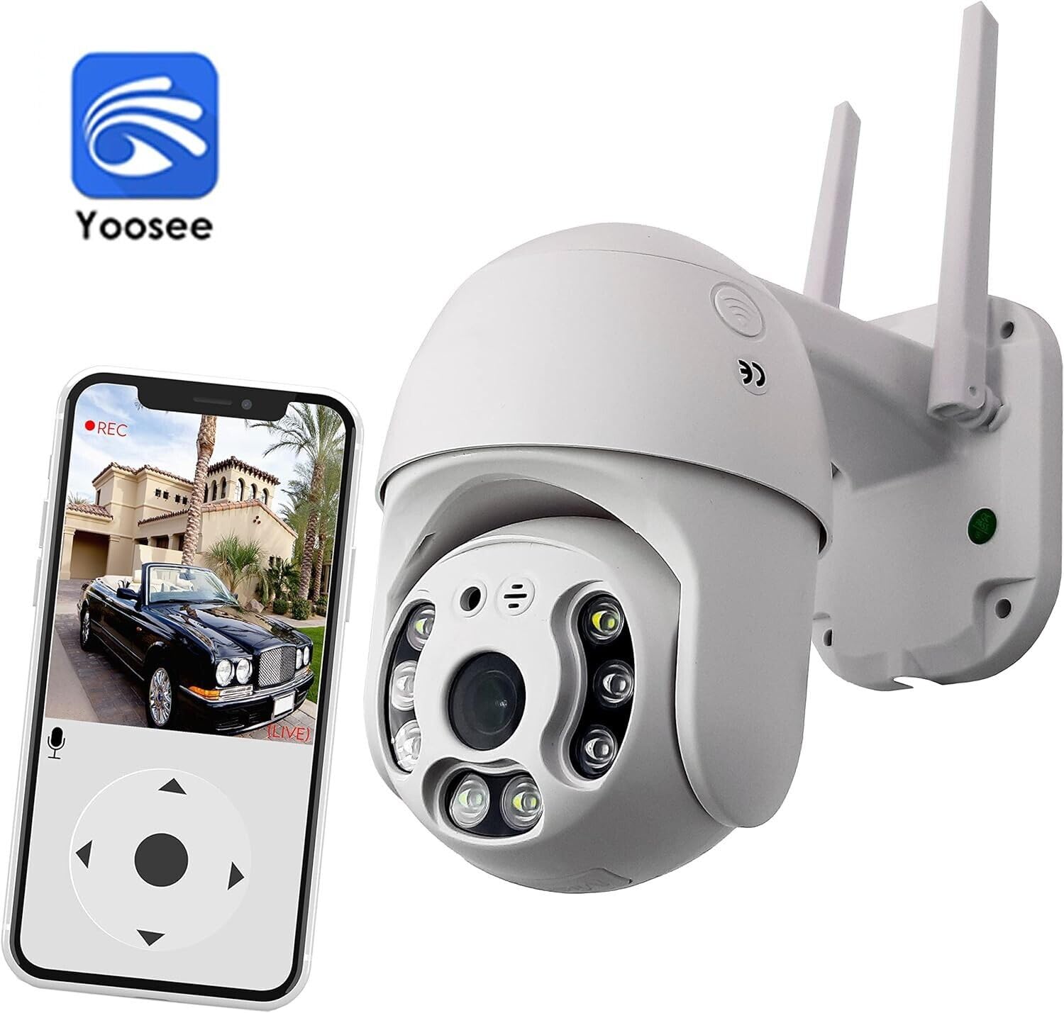 Dopa Dopastore Telecamera di Sorveglianza App YOOSEE Connessione Wifi Audio Bidirezionale FULL HD 1080P SD CARD Videosorveglianza con Sensore di Movimento per Esterni IP66