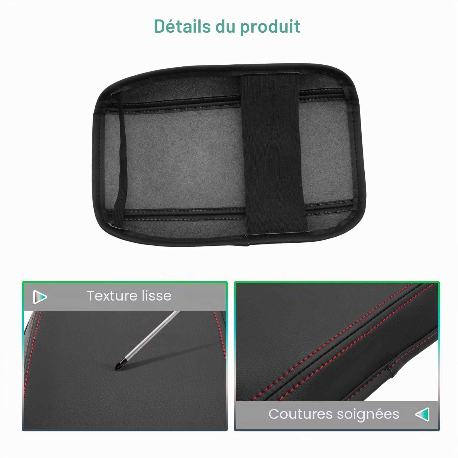 GAFAT Compatible avec Hyundai Kona SX2 2024 2025 Housse d'Accoudoir Central, Kona SX2 Hybird EV 2024 Protection pour Accoudoir Console Central, Rembourrage en Cuir PU, Kona 2024 Accessoires (Rouge)