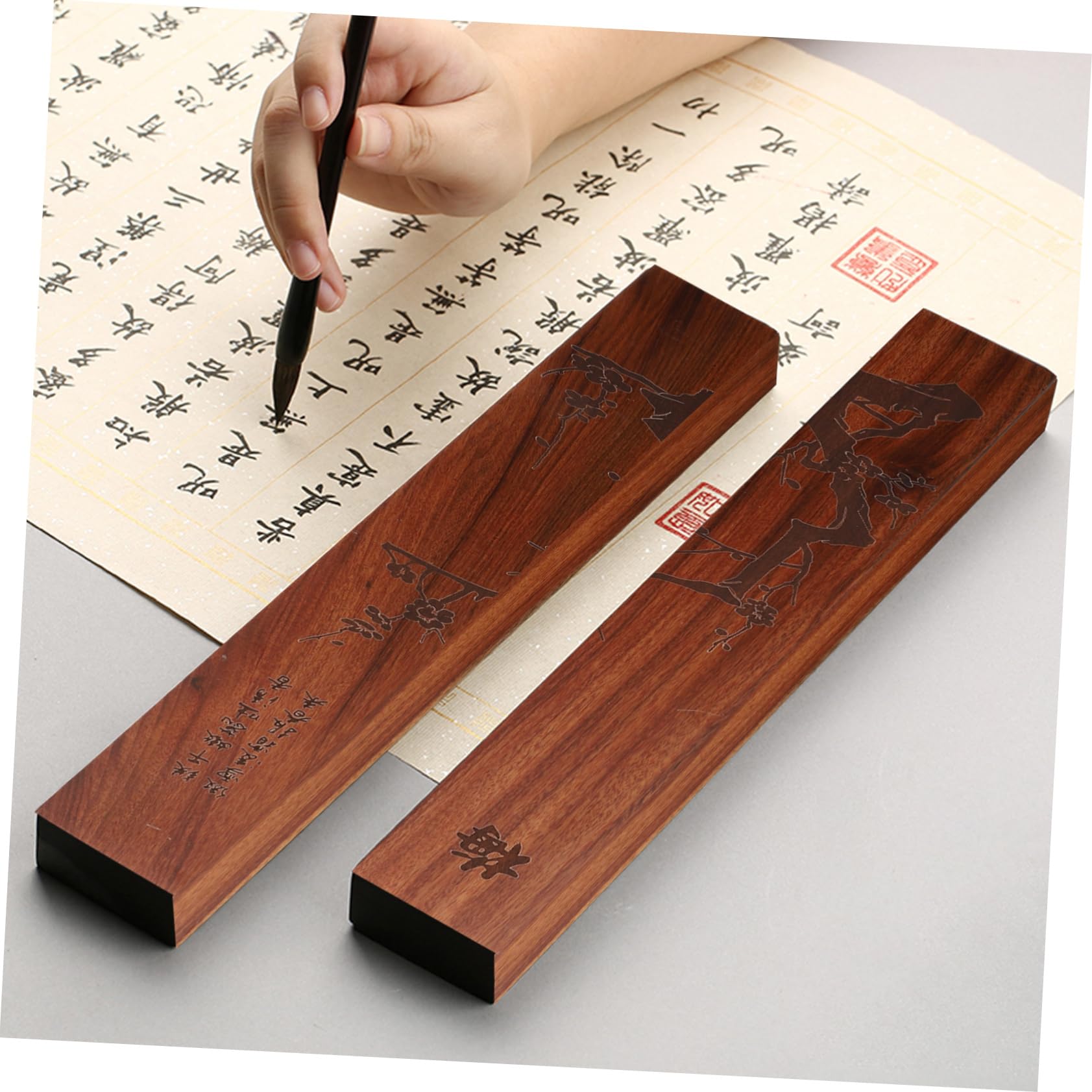 Yardwe 2pezzi Fermacarte Legno Per Calligrafia Da Legno Di Ziziphus Design Elegante Per Scrittura e Disegno Facile Da Pulire e Resistente Accessorio Per Artisti e Studenti Di Calligrafia