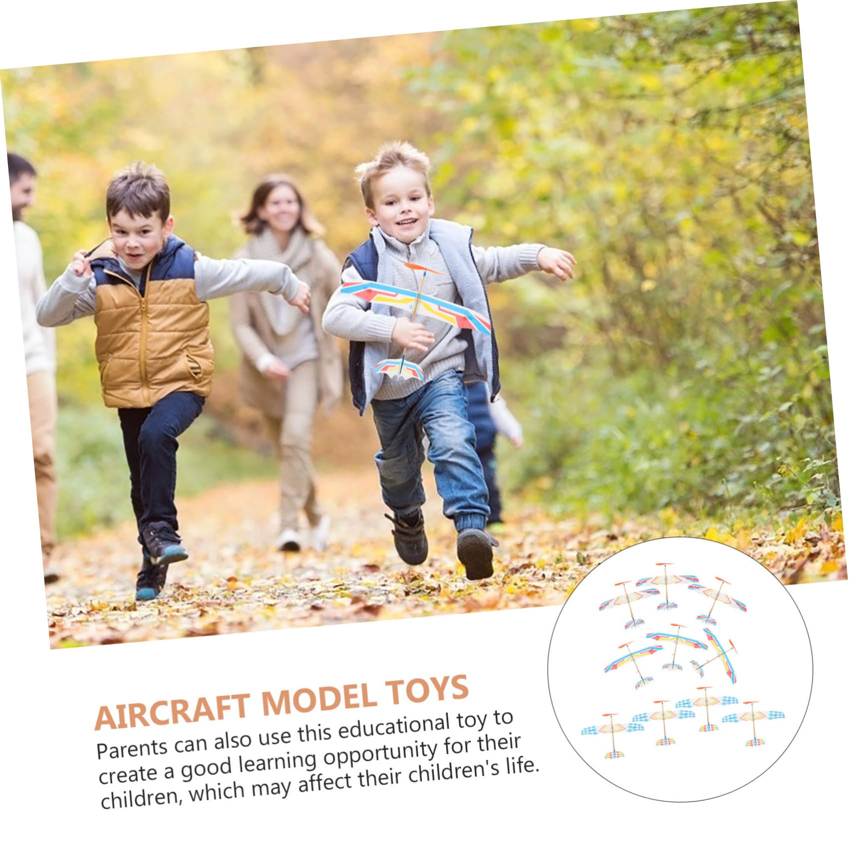 HANABASS Modèle A Filles en Garçon et Parent-garçon Interaction Pack de Pièces 10, Plusieurs Styles Jouet Avion Elastique Bois Plastique Biplan Éducatif