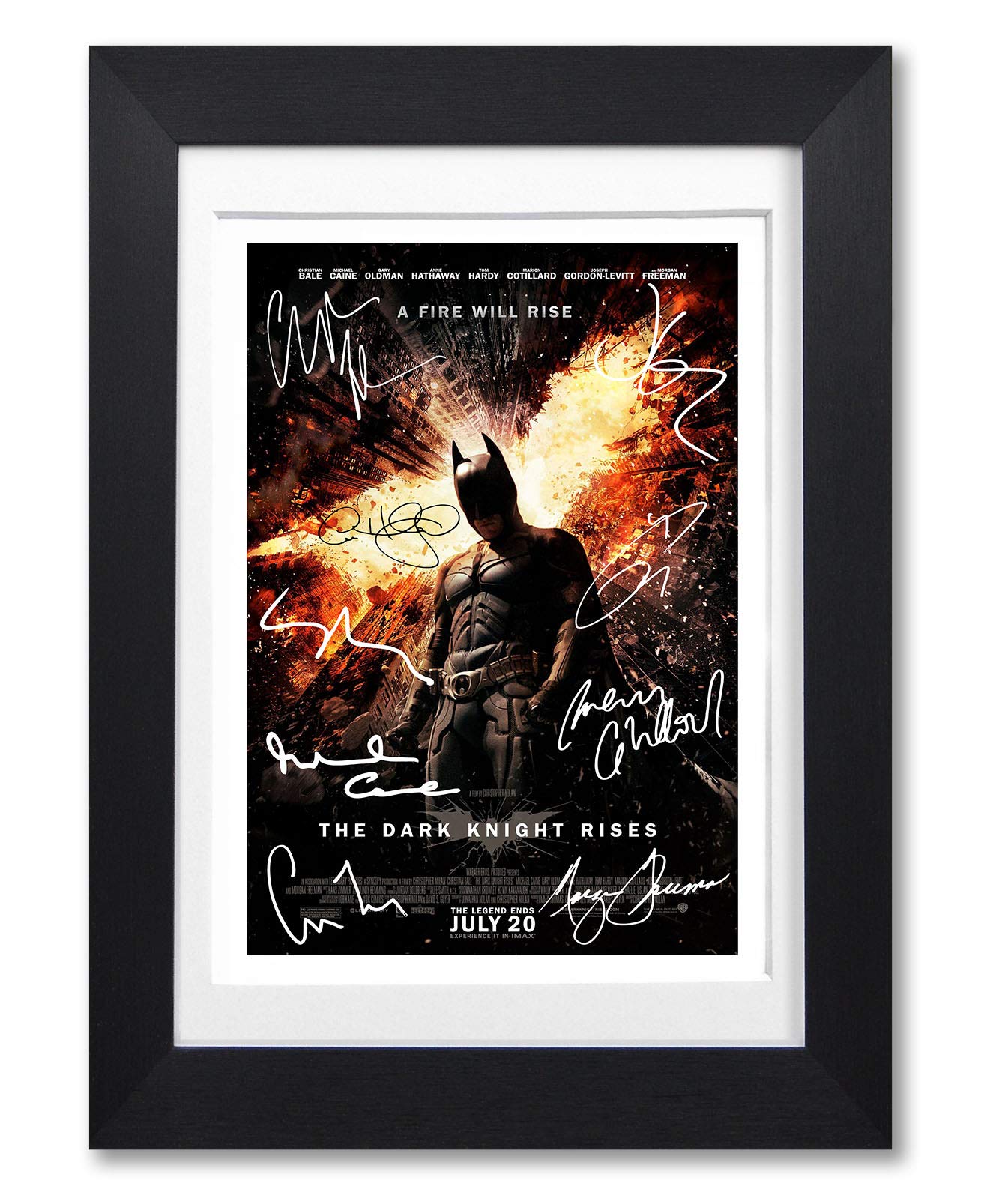 Batman The Dark Knight Rises Cast Signed A4 Poster Photo Print Framed Autograph Gift Movie Film (A4 Black Framed & Mounted)