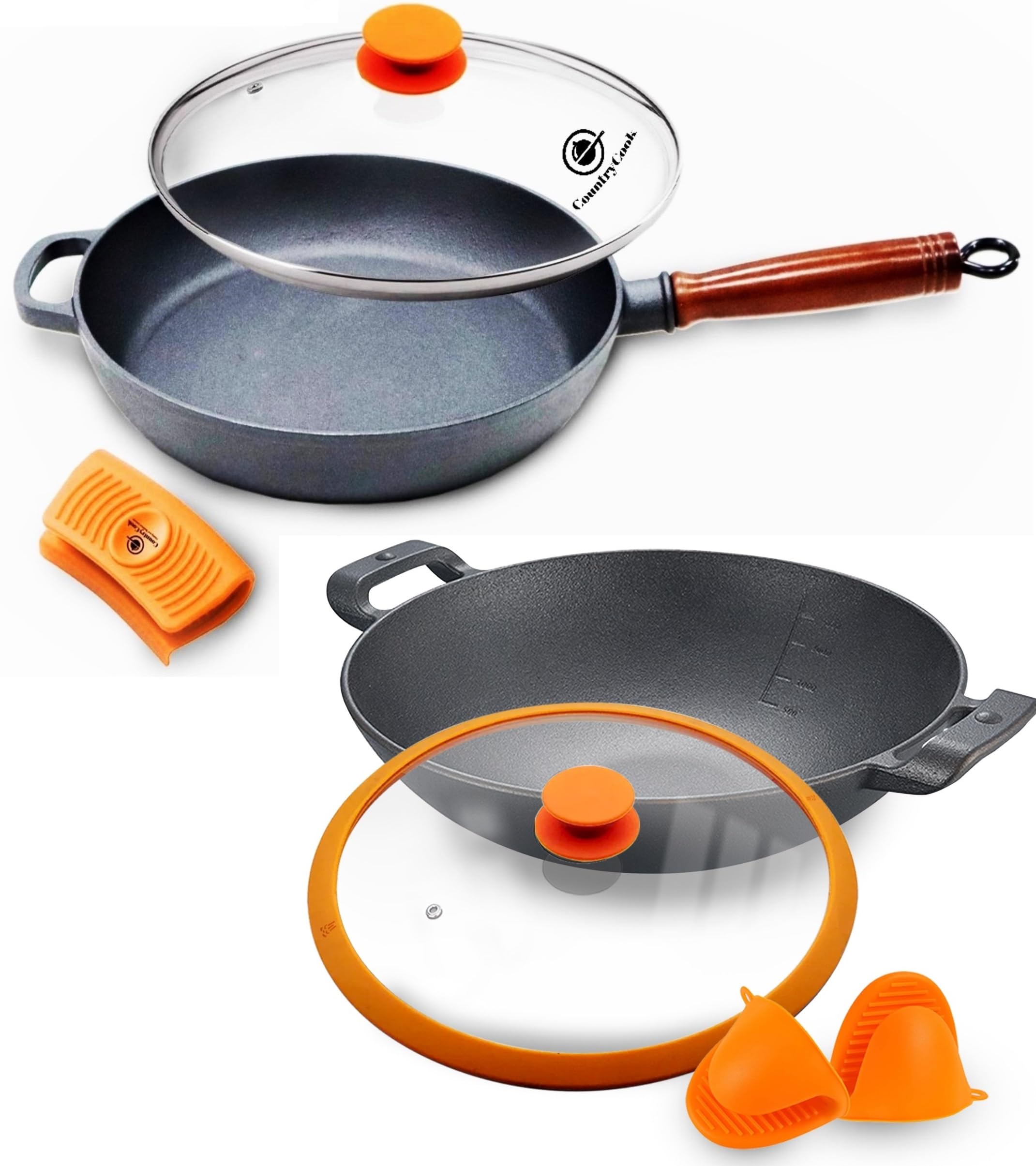 CountryCook Pre-Seasoned Cast Iron 26cms Kadai & Frying Pan Combo with Glass Lid, Induction Friendly, Non-Toxic, Enamel Free Cookware (B0CVFPRSJ7) Amazon Price History, Amazon Price Tracker