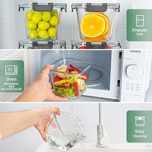 Miniatura 4 de Recipientes de sopa con tapas de vidrio de 32 onzas, 4 tazas de vidrio de borosilicato, recipientes para almacenamiento de alimentos, tarros aptos