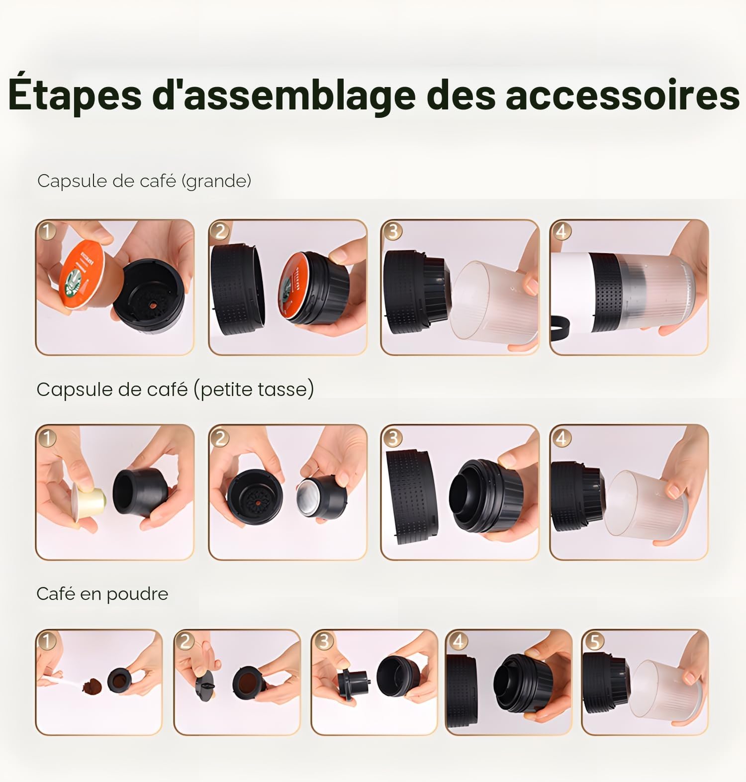Machine à Cafe Portable, cafetière portable électrique à batterie, machine a espresso 12V pour camping, voyage et voiture, auto-chauffante, compatible café moulu et capsules NS