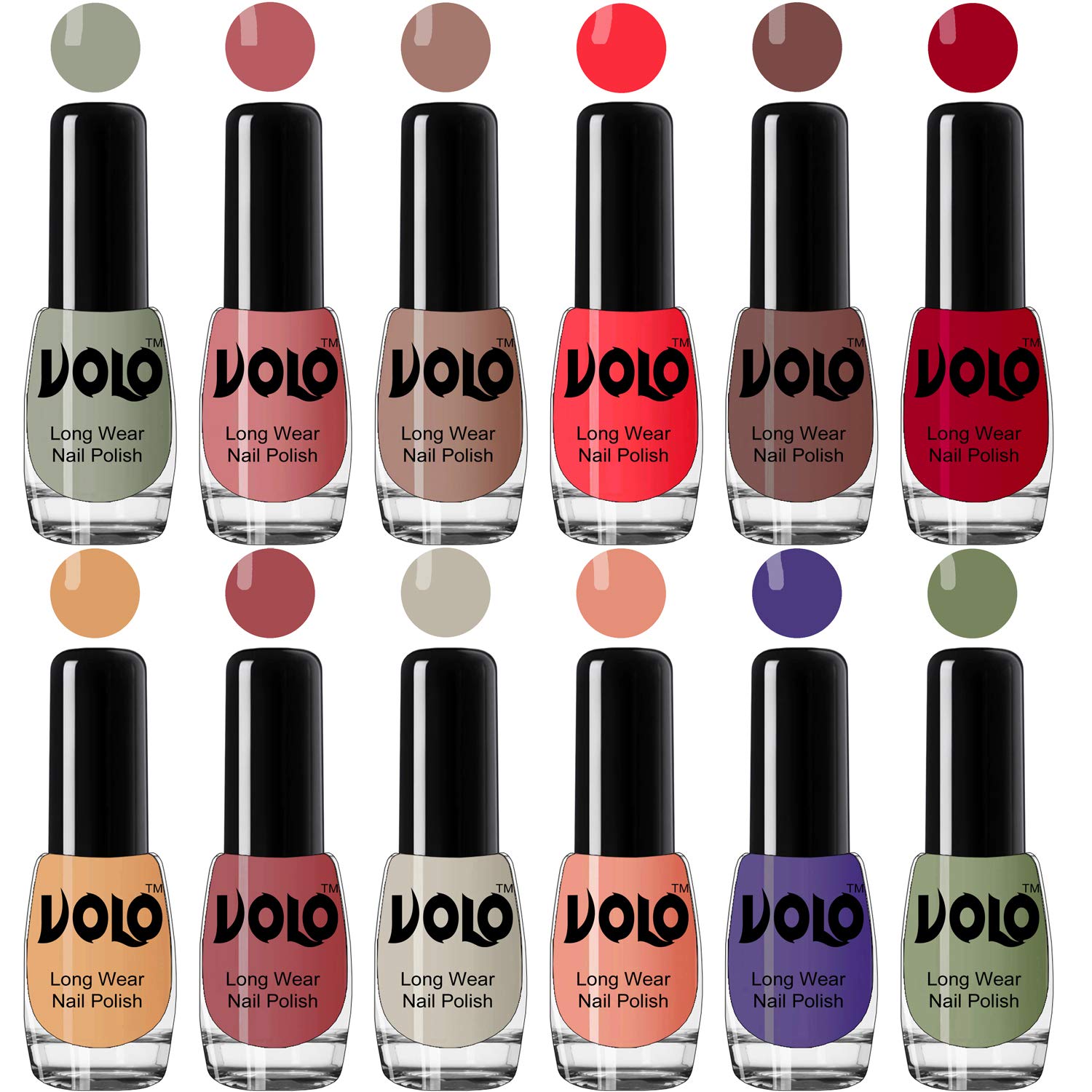 Volo Best Affordable Gloss Nail Polish Combo 12 Pcs Full Year Collection(Nude, Pink, Nude, Red, Nude, Red, Nude, Tan, Nude, Peach,Purple, Green) 60 ML-picture-23