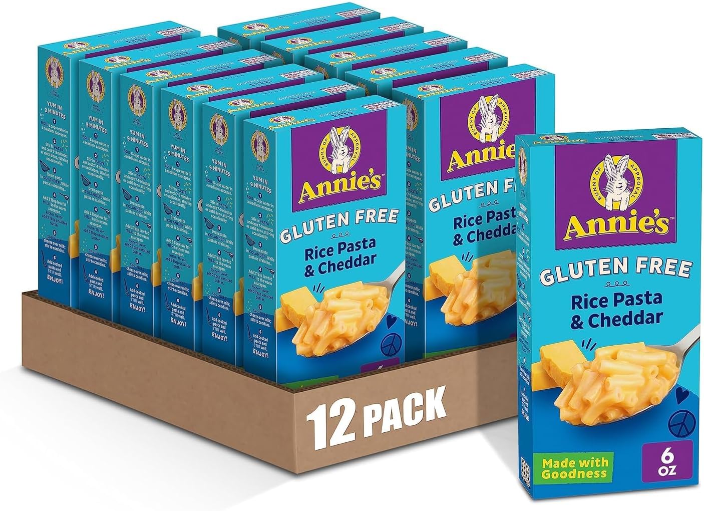 Gluten Free Rice Pasta & Cheddar Macaroni & Cheese, 12 Boxes, 6oz (Pack of 12)