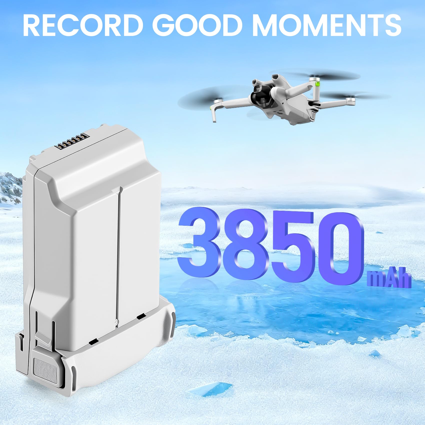 1 Pack 3850 mAh Mini 3 Batterie,47 à 51 Minutes de Temps de vol Maximum, Batterie de vol Intelligente Plus pour DJI Mini 3/3 Pro/4 Pro Batterie de Rechange Haute capacité avec système BMS
