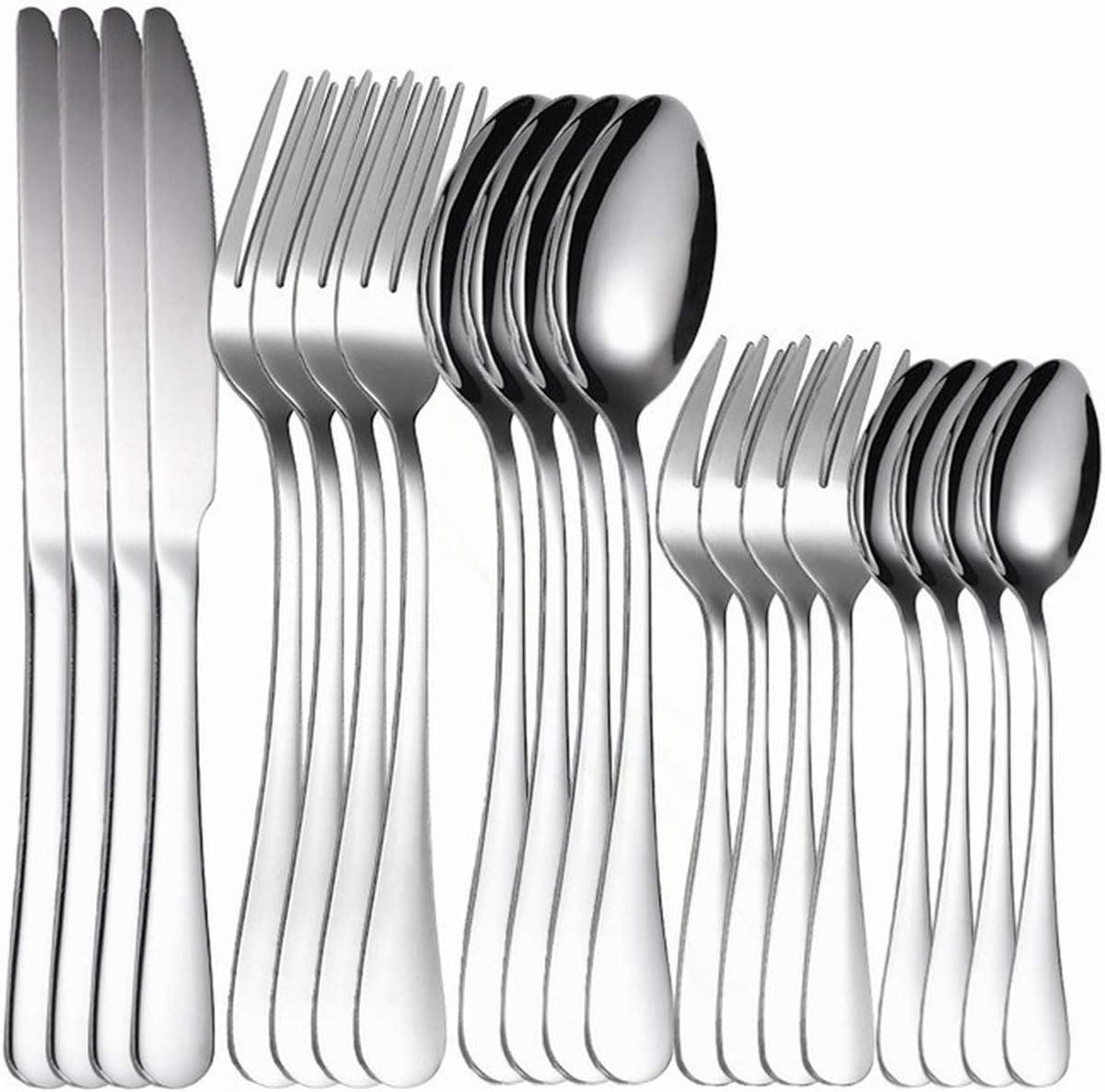 Silverware Silverware 20Piece Silverware Set Mirror Polished Modern Design