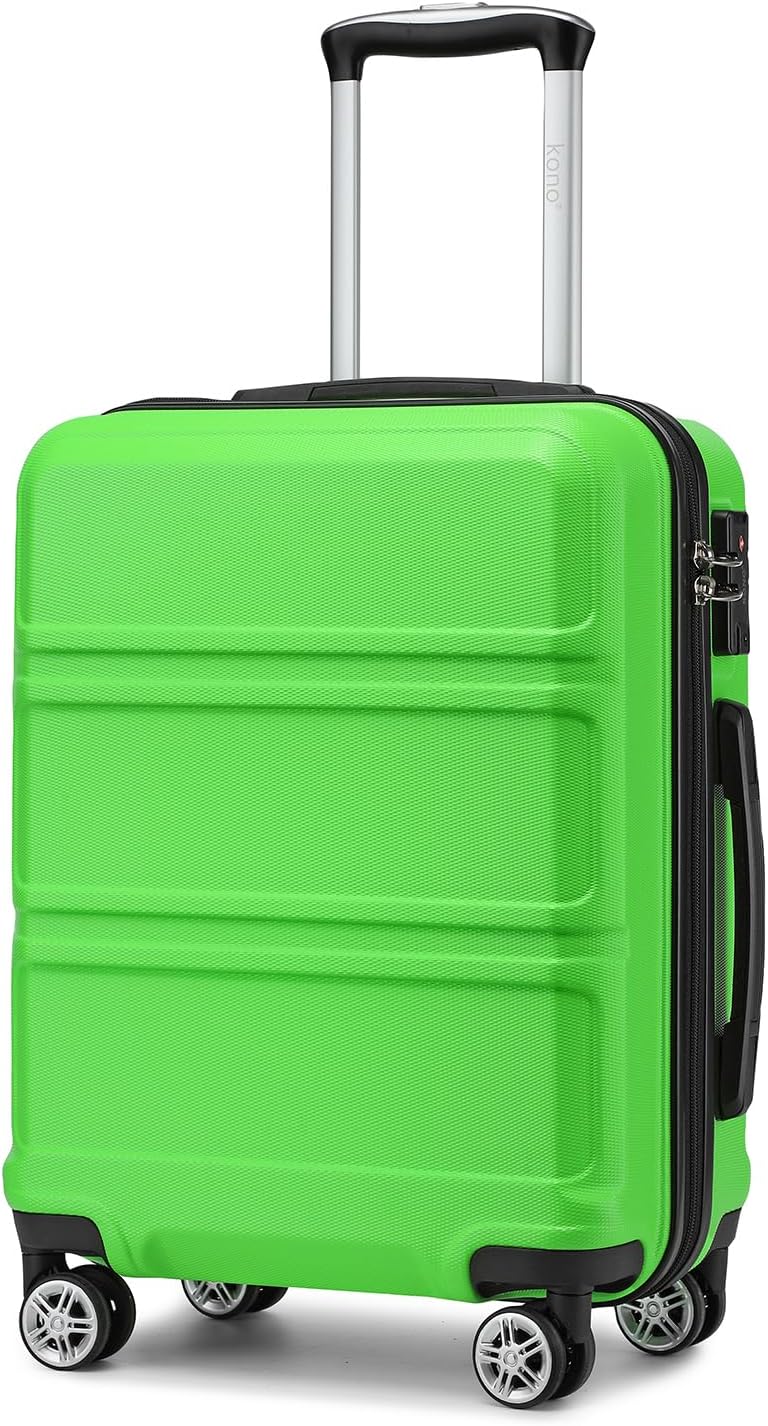 Kono 20'' Carry on Luggage Lightweight with Spinner Wheel TSA Lock Hardside Luggage Durable Small Carry on Suitcase Apple Green Carry-On 20-Inch Apple Green - Image 1 of 8