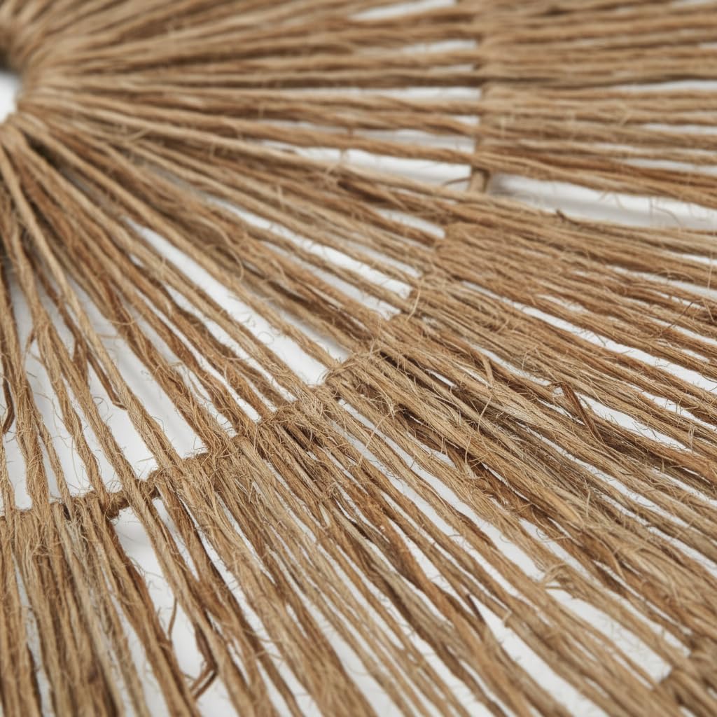 Adorno De Pared Circular De Yute Natural 60 Cm Decoración para Salón O Dormitorio Cuadro De Fibra Natural