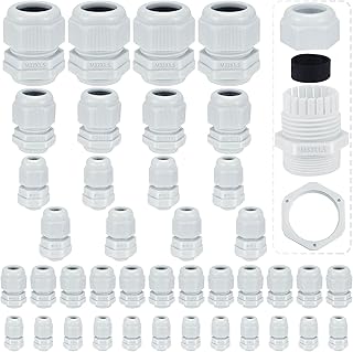 Rayong 40Pcs Cable Glands M12, M16, M20, M24, M32 Cable Glands Waterproof IP68 Stuffing Compression Glands for Garden Outdoor