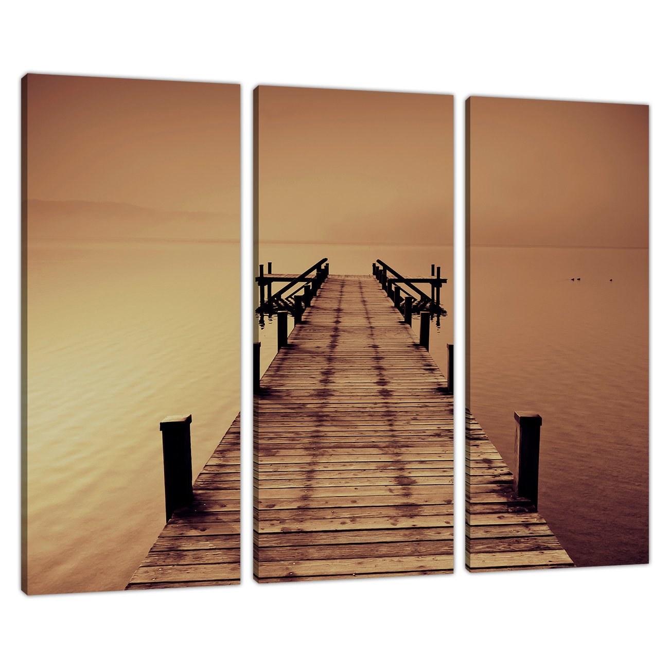 Wallfillers Set of Three Brown Sepia Canvases Art Prints Pictures Landscapes 3045