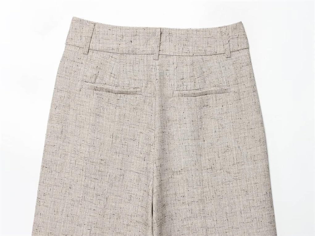 Women's Loose-Fitting Wide-Leg Retro High-Waisted Zipper Suit Trousers
