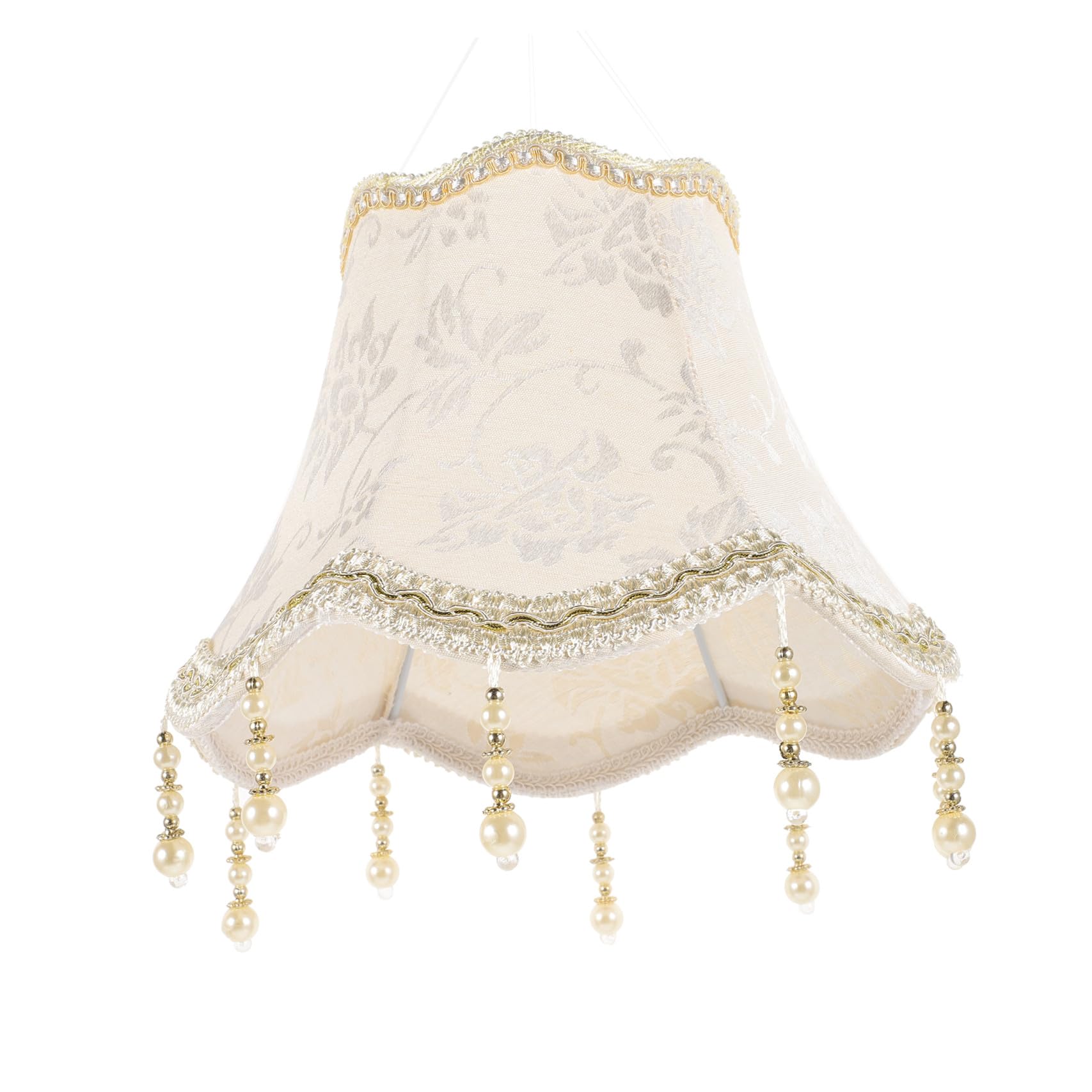Abat Jour Lampe Décoratif en Tissu et Métal pour Douille E27 Beige