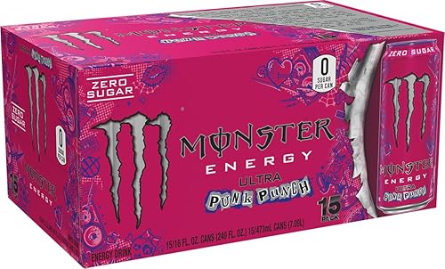 Vista 3 de Monster Energy Ultra Punk Punch - Bebida energética sin azúcar, 16 onzas (paquete de 15)
