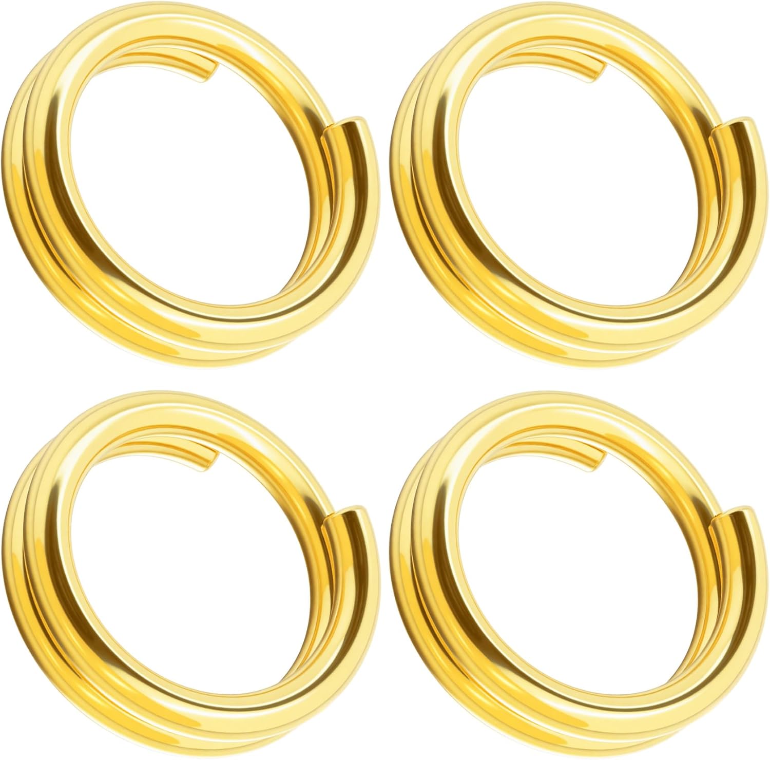 HINZIC 4pcs 925 Sterling Silver Split Jump Ring, 3mm Small Necklace Jewelry Clasp, Open Connector Closures for Key Rings Bracelet Earring Charm- Gold