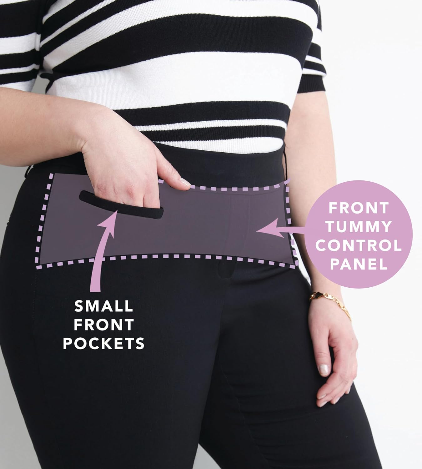 Rekucci Curvy Woman Ease into Comfort Plus Size Straight Pant w/Tummy Control (20W Short, DK Charcoal) - Image 6