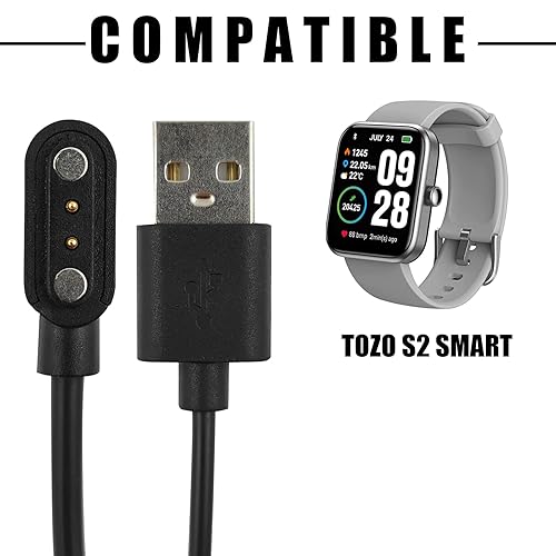 Miniatura 3 de Paquete de 2 cables de carga de 3.3 pies compatibles con el reloj inteligente TOZO S2, cable de cargador USB de repuesto magnético de alta velocidad