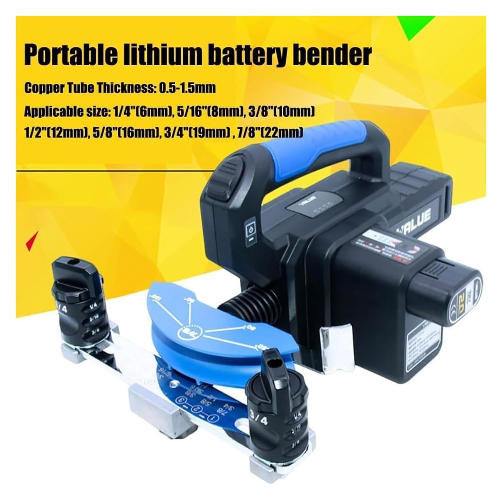 Dobladora eléctrica de tubos de cobre suave - Herramienta de doblado hidráulico de tuberías para HVAC, fontanería, reparación de CA